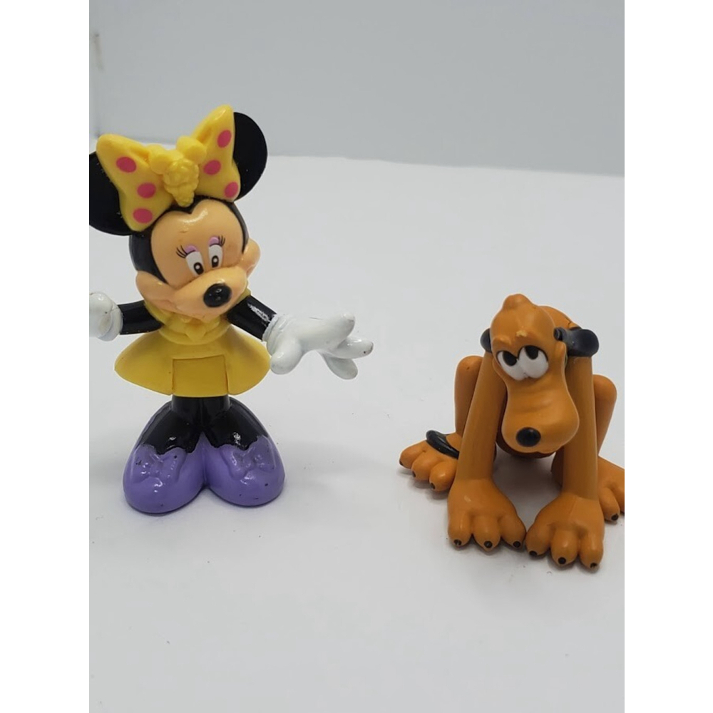 Vintage Disney Minnie Mouse 3" Figurine w/ yellow dress and bow and Pluto